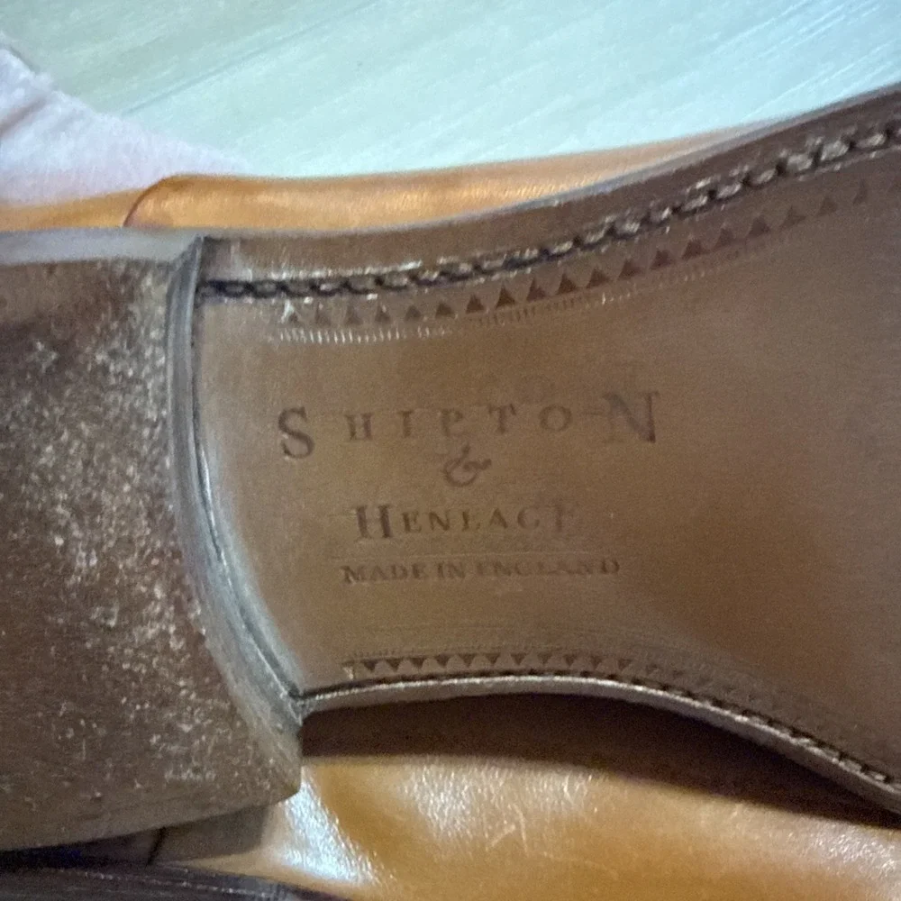 Men Size 9 F Shipton & Henage Cap Toe Camel Brown Lace Up Dress Shoes Oxford